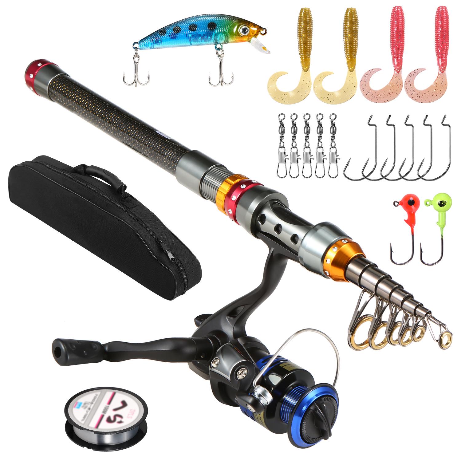 Tragbare Locken Stange Set Spinning Reel Angelrute Combos Full Kit Teleskop Angelrute Pole mit 2.4m