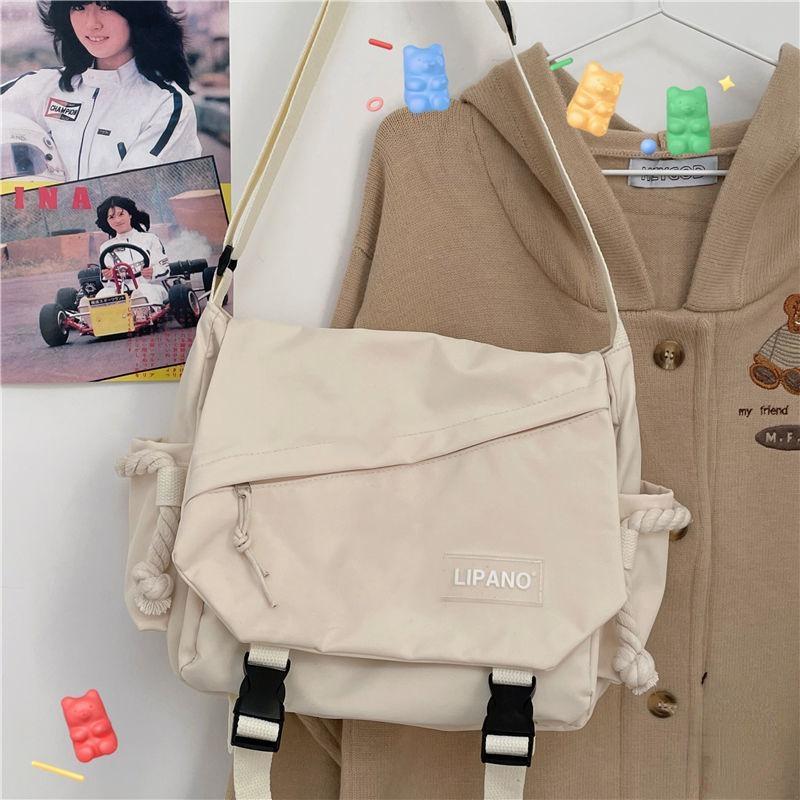 Nylon Handtaschen Schulter Tasche Große Kapazität Umhängetaschen für Teenager Mädchen Männer Harajuku Messenger Tasche Student Schule Taschen Sac weiß