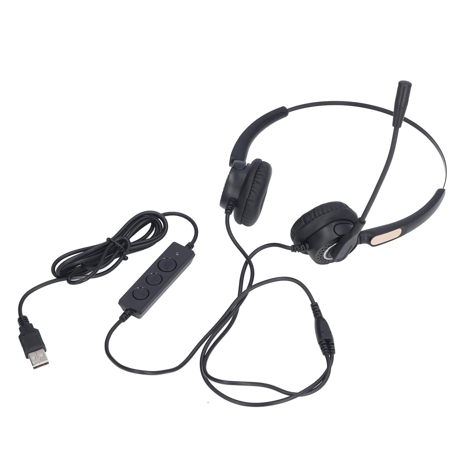 Kabelgebundenes Telefon-Headset, Rauschunterdrückung, ergonomisch, einstellbare Lautstärkeregelung, USB-Computer-Headset