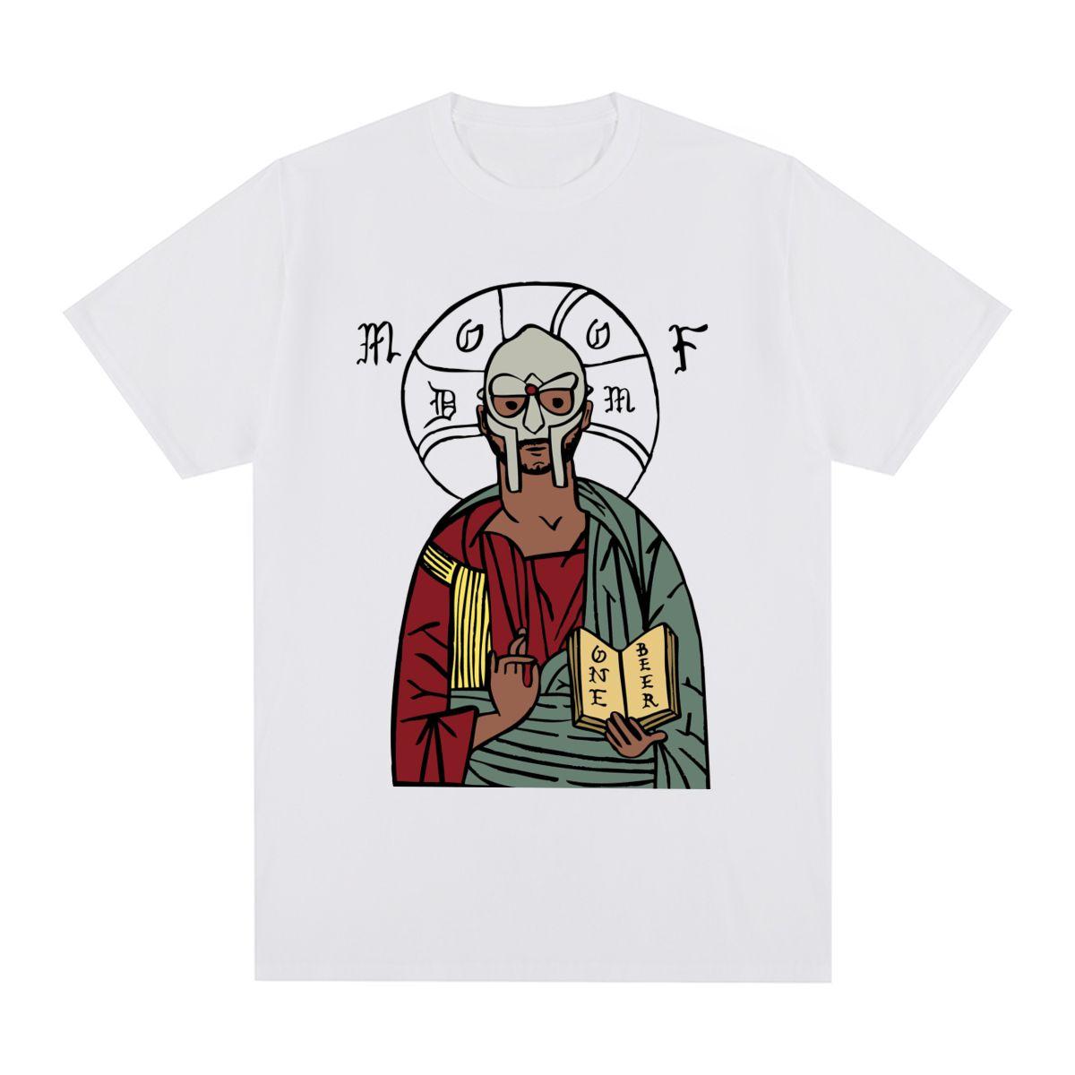 Mf Doom Vintage T-Shirt Klassische Retro Maske Hip Hop Party Baumwolle Herren T-Shirt Neues T-Shirt T-Shirt Damen Tops L weiß