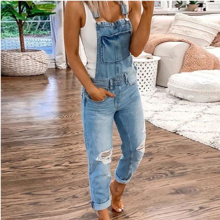 Mode Frauen Denim Overall Damen Frühling Mode Lose Jeans Strampler Weibliche Casual Plus Größe Insgesamt Overall Mit Tasche S hellblaue
