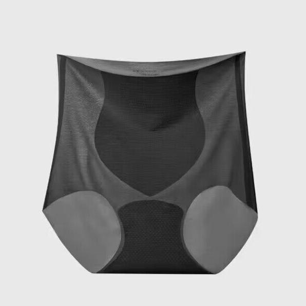 Ultradünnes Höschen mit hoher Taille, Damenunterwäsche, Eisseide, ohne Spuren, Maske, nackt, sinnlicher Sex, Bauchstraffung, Gesäß, Pfirsich-Hüft-Dreieckshöschen 2XL schwarz