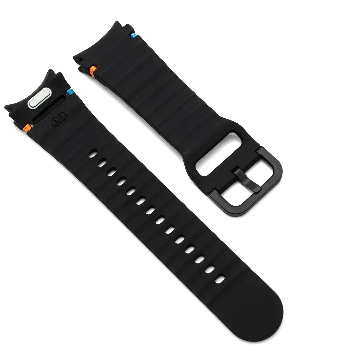 Offiziell 1:1 Silikonarmband für Samsung Galaxy Watch 7 6 5 4 44mm 40mm 5Pro 45mm Armband Galaxy Watch 6 4Classic 43mm 47mm Watch 4 Classic 46mm schwarz