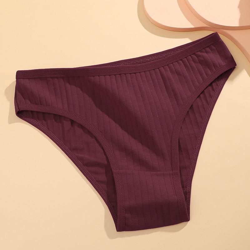 FINETOO Baumwolle Panty Damen Einfarbig Höschen für Frauen Sexy Slips Weibliche Unterhosen M-XL XL wein rot