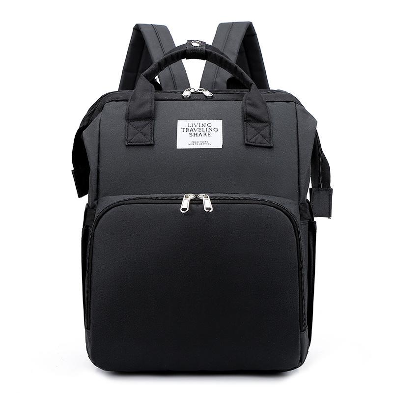 Neues faltbares Babybett mit Reisewiege und isolierter Tasche, 3-in-1-Wickeltaschen-Rucksack mit Wickelstation, tragbares Kinderbett mit Babytasche Mommy bag schwarz