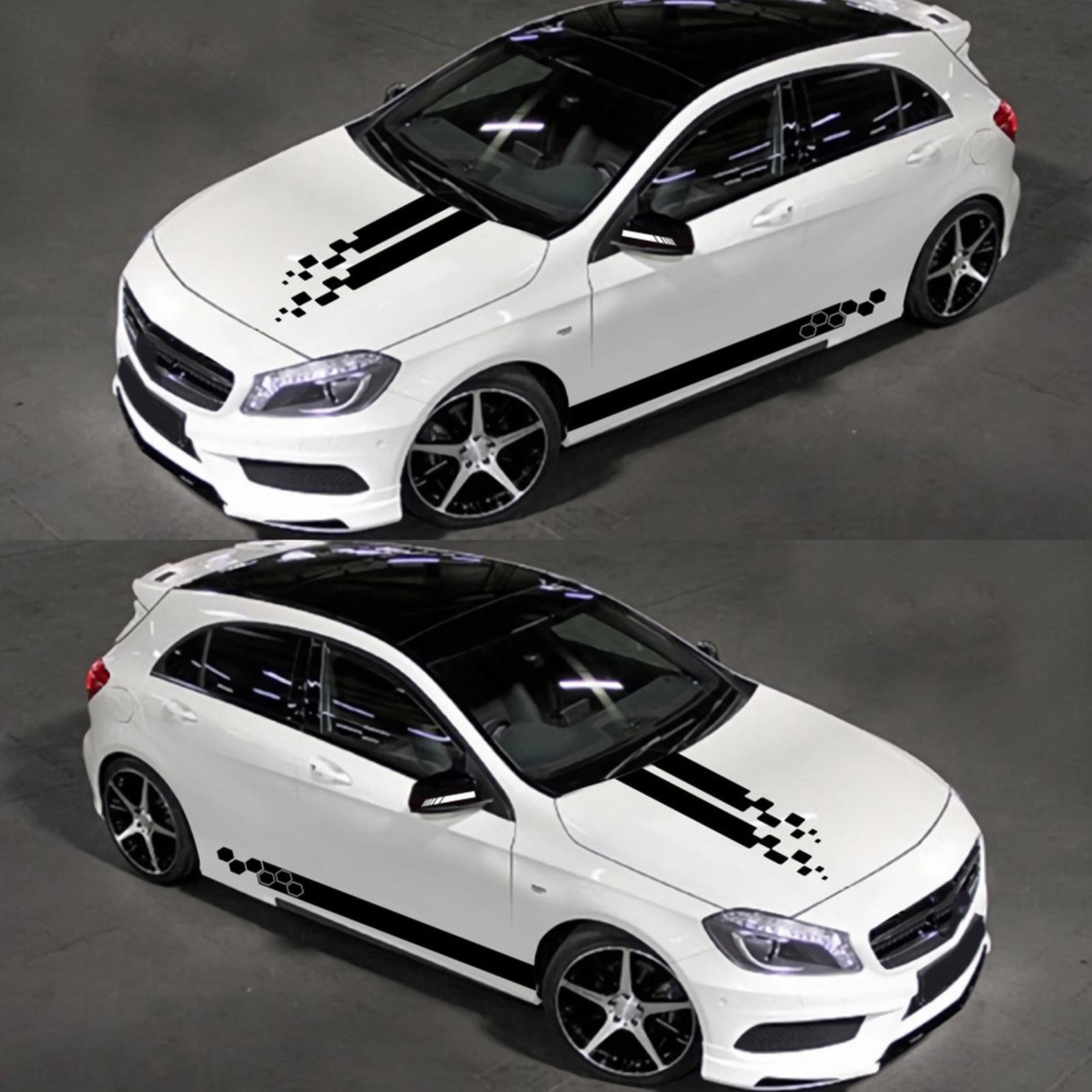 5 Stück Vinyl Auto Seitenaufkleber Karosserie Racing Sport Aufkleber Universal Auto LKW DIY Aufkleber Streifen Vinyl Aufkleber Black schwarz