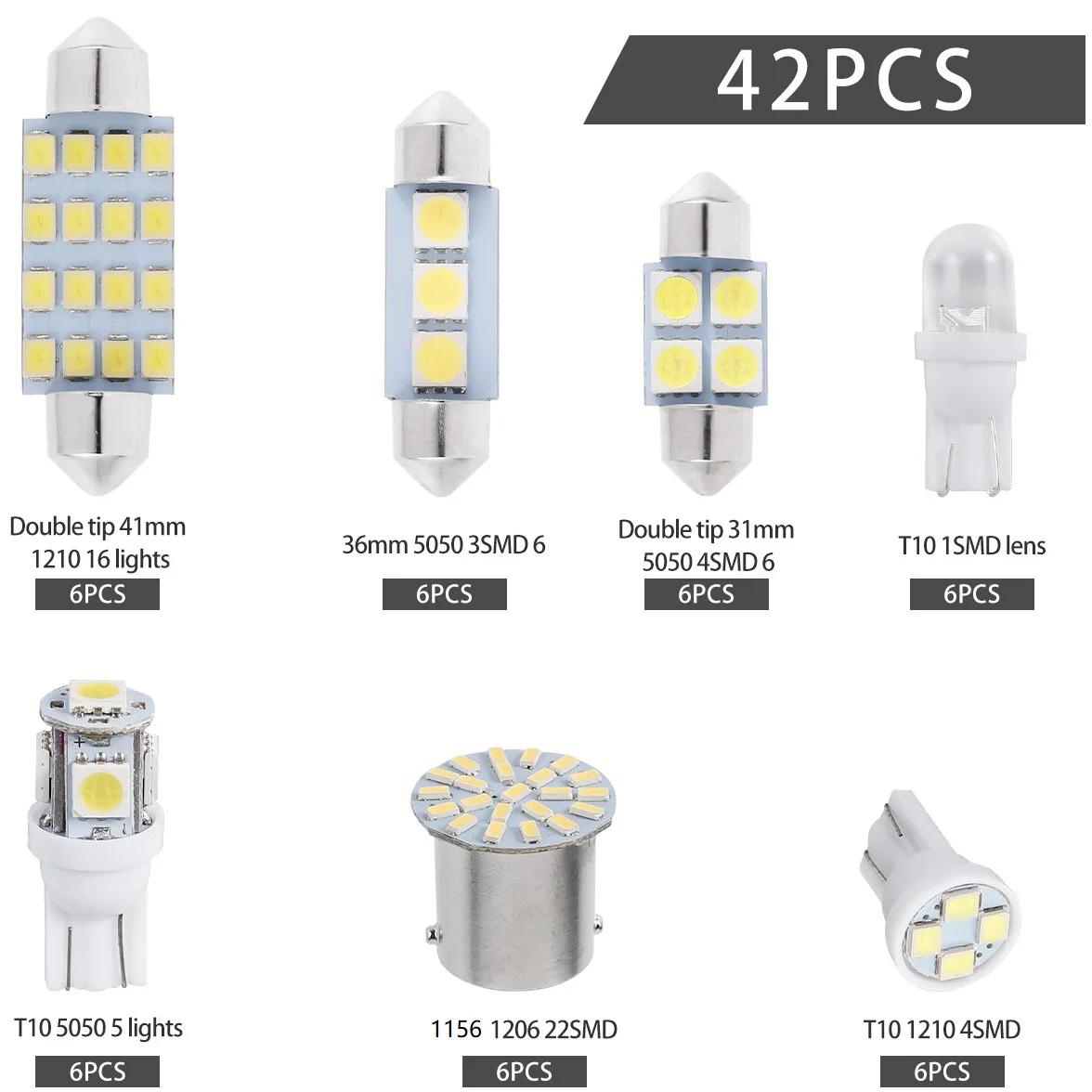 42 STÜCKE T10 6000K 12V Weißes Combo LED Autolampen Kit Auto Innenraumleuchte, T10 SMD LED Kennzeichen-/Leselampen Xenon für Auto LED Innenraum LKW Licht 42pcs Set dunkelblau