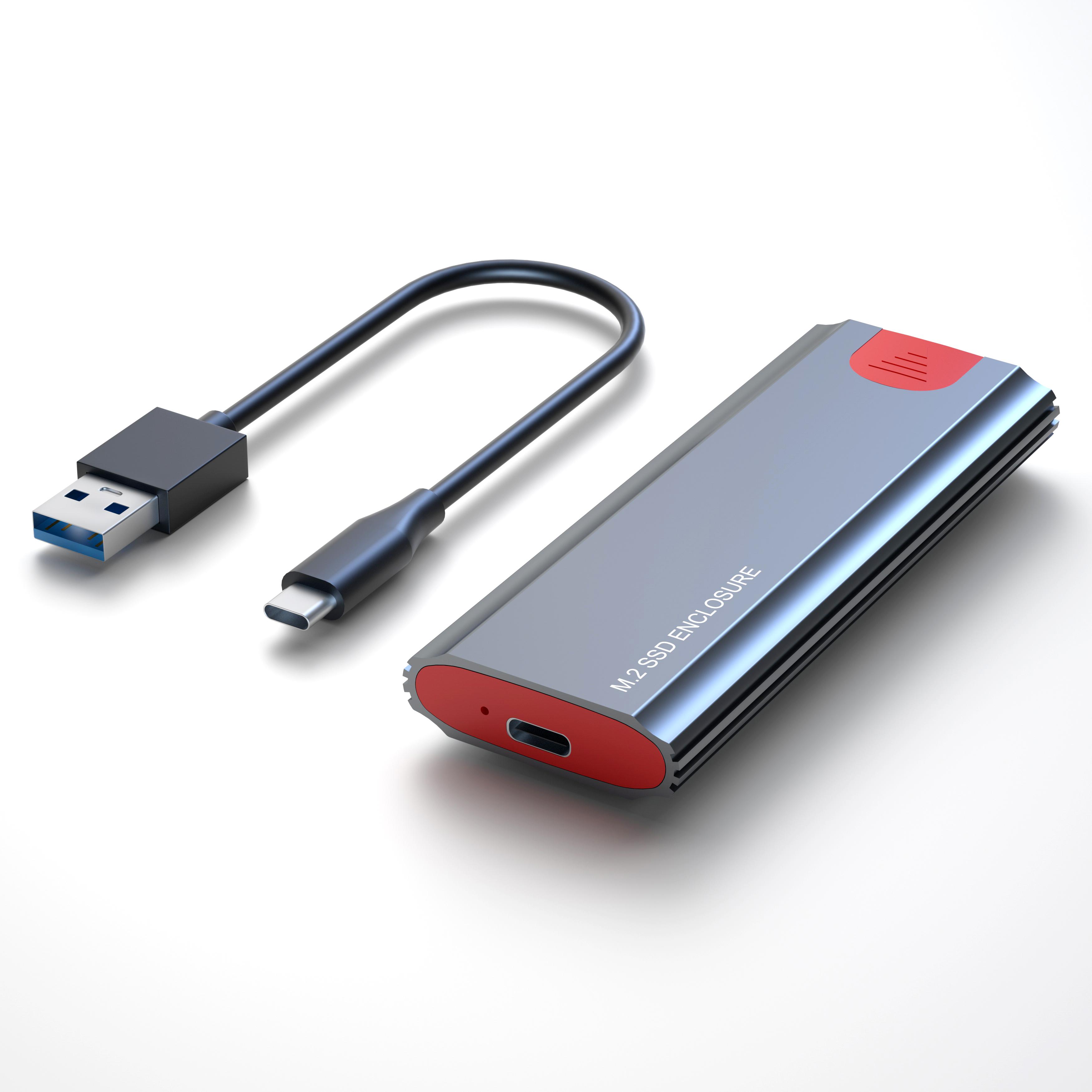 M2 NVMe SATA SSD Gehäuse 10Gbps SSD Box M.2 NVME NGFF SSD zu USB 3.1 Gehäuse Typ-A zu Typ-C Kabel für PC Laptop