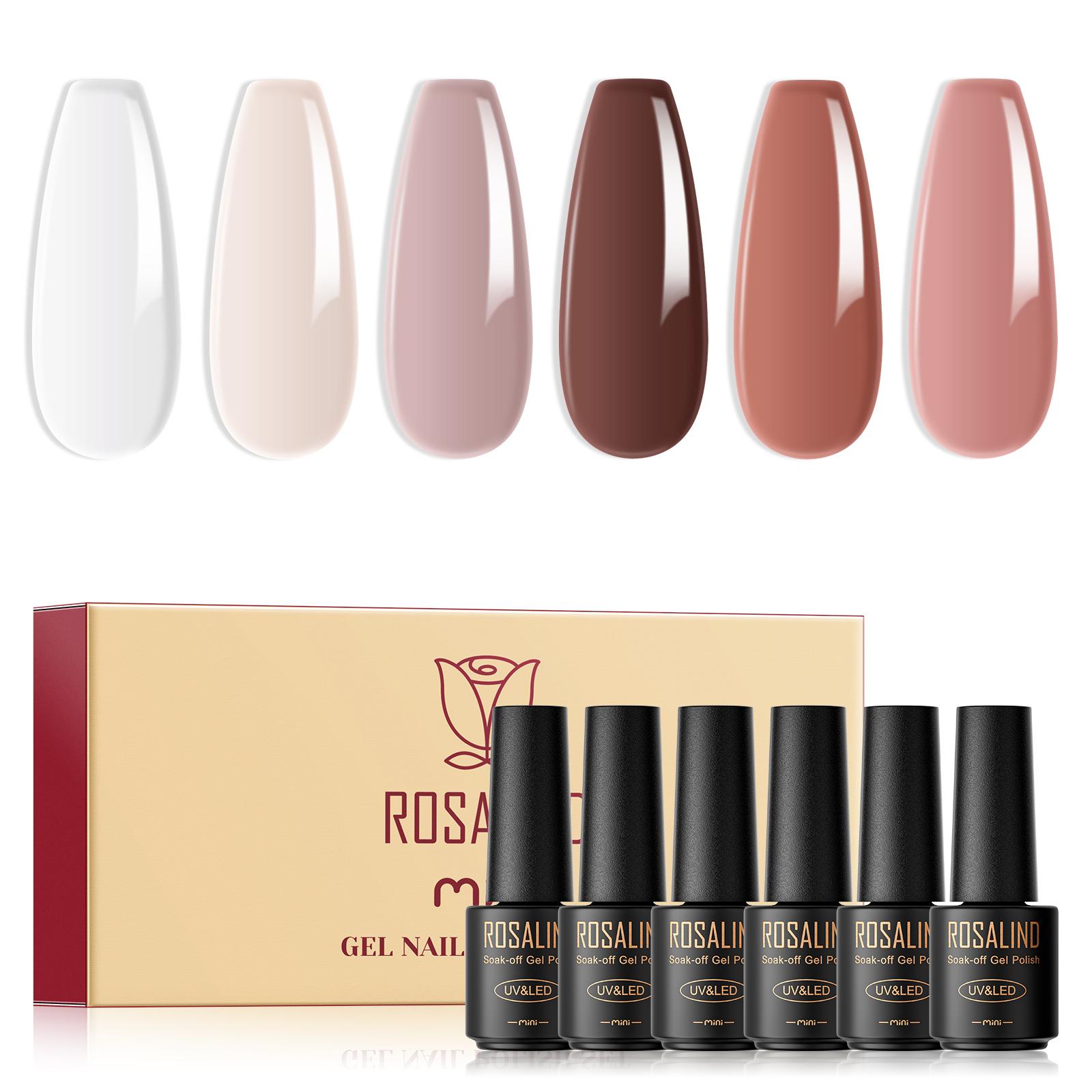 ROSALIND Gel-Nagel-Set, 6-teilig, Soak-Off-UV-Nagellack, Gel-Lack, Hybrid-Semi-Permanent-Maniküre-Kunstgel