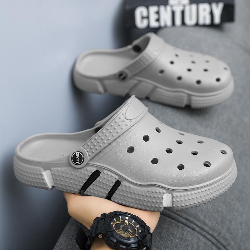 Neue Mode Hohl-out Atmungsaktive Hausschuhe Sommer Strand Schuhe Hausschuhe für Männer Outdoor/Indoor Sandalen 43 grau