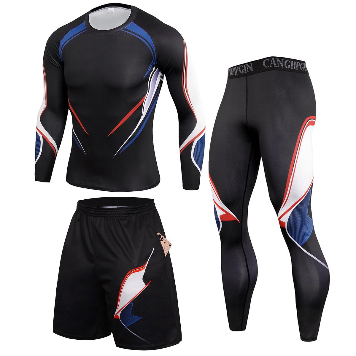 3-teilige Herren-Radsportbekleidung, Fitness-Kleidung für Herren, lässige Sportbekleidung, Basketball-Anzüge, Größe S-XXXL L