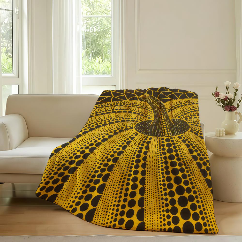 Polka Dot Künstlerin Yayoi Kusama Decke für Sofa Büro Bett Flugzeug Reise Schlafen Lesen Entspannen Camping Weich und Warm 75x90cm yellow