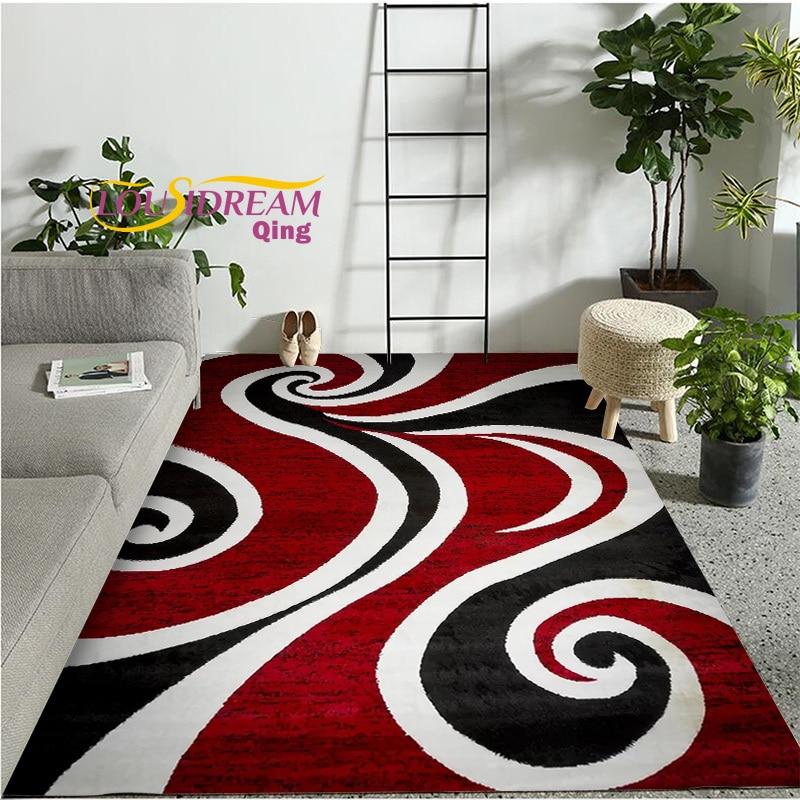 Moderner, modischer, flauschiger, weicher Teppich, rot, schwarz, wirbelnd, weiß, Teppich, moderner abstrakter Teppich 100x120cm
