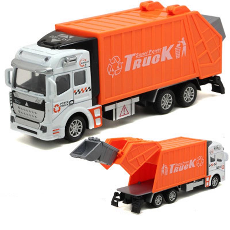 Spielzeug für Kinder großes Auto Müllwagen saubere Sanitärwagen Legierung Modellauto Geschenke für Kinder sanitation truck orange