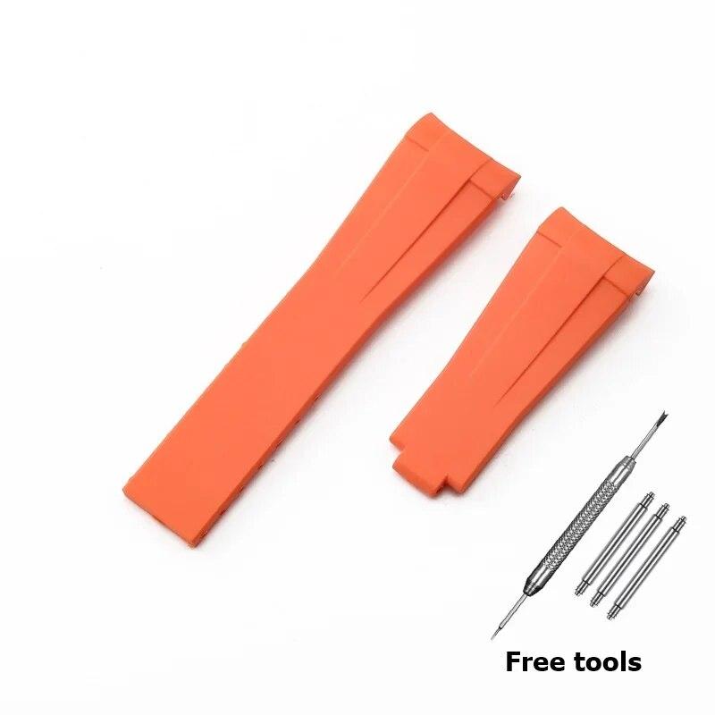 20 mm 21 mm Premium-Silikonarmband für Rolex Submariner DAYTONA GMT Yacht-Master Series Zubehör Ersatz-Uhrenarmband Orange-no buckle  20mm no logo