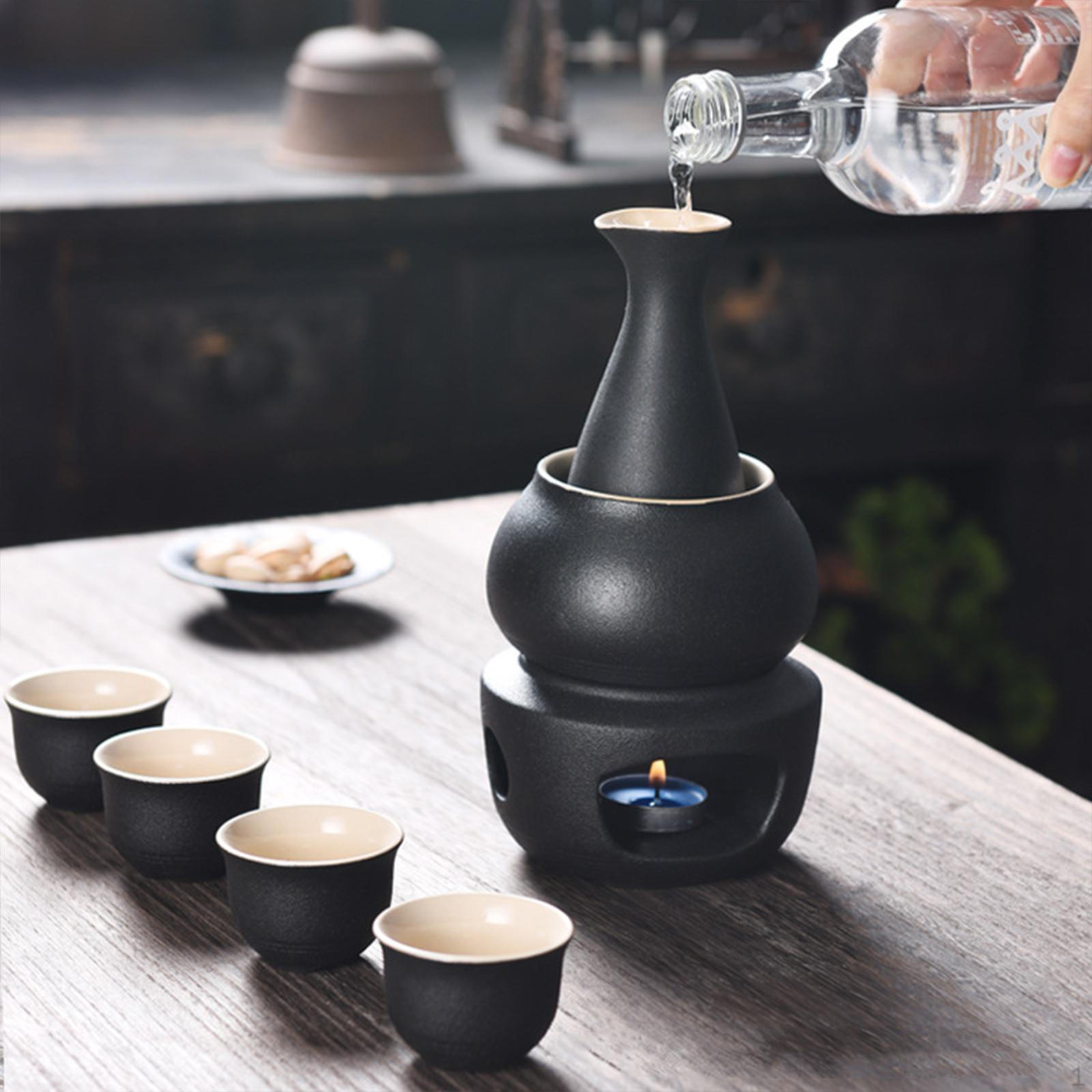 Keramik Sake Set Tassen mit Wärmer, Traditionelle Wärmeschale, 4 Kreative, Trinken