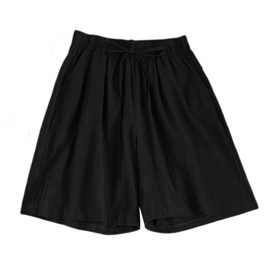 Damen Shorts Sommer Casual Loose Fit Shorts Elastische Taille Kordelzug Taschen Shorts Einfarbig Weites Bein Lose Kurze Hosen Streetwear 3XL schwarz