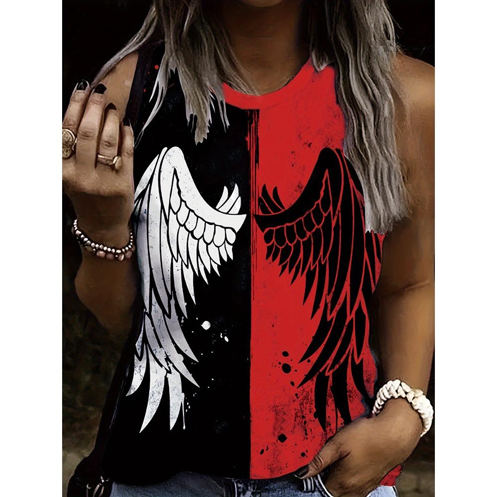 3D-Tod- und Engel-Print Damen-Tanktop Street Fashion Ärmelloses Damen-T-Shirt Sommer Alltags-Casual Damen-Tanktop 5XL