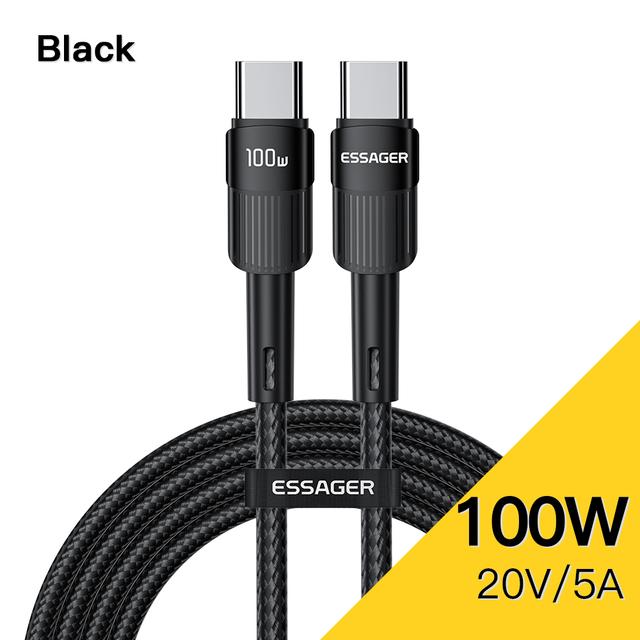 Essager 100W USB Typ C auf USB C Kabel USB-C PD Schnellladegerät Kabel für MacBook Samsung Xiaomi Typ-C USB C Kabel 3m 100W C-C schwarz