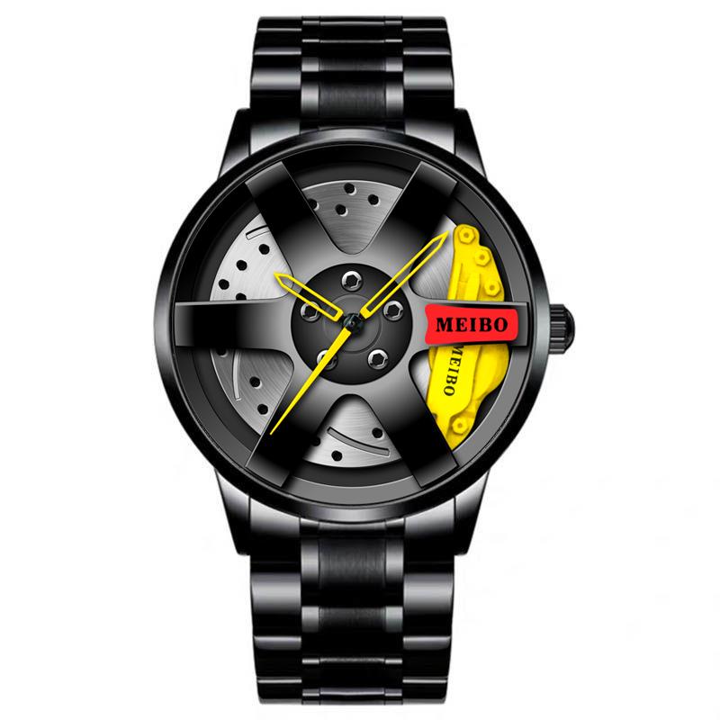 Mode Herren Uhren Luxus Quarz Armbanduhren für Männer Edelstahl Uhr Casual Business Männliche Uhr schwarz/gelb