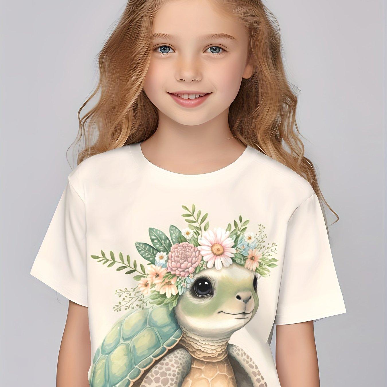 Kinderkleidung Mädchen Bezaubernder 3D-Feen-Druck Kurzarm-T-Shirt Tops Bequemer Rundhalsausschnitt Casual Tees Kinderkleidung für Mädchen 120 white