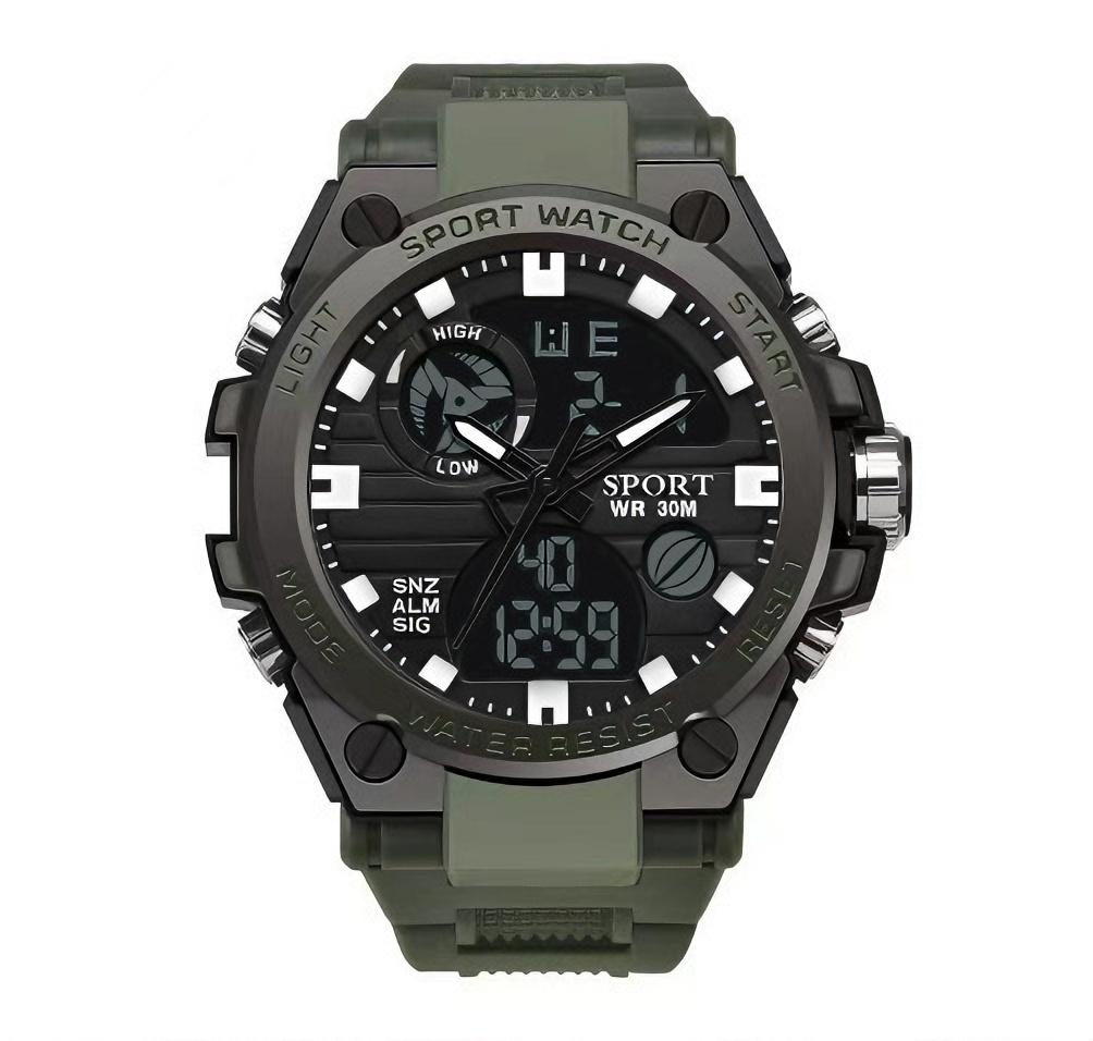 Neue Sport Relogio herren Uhr Wasserdicht Military herren Uhren Multifunktionale Mit Dual Display Leucht grün/schwarz