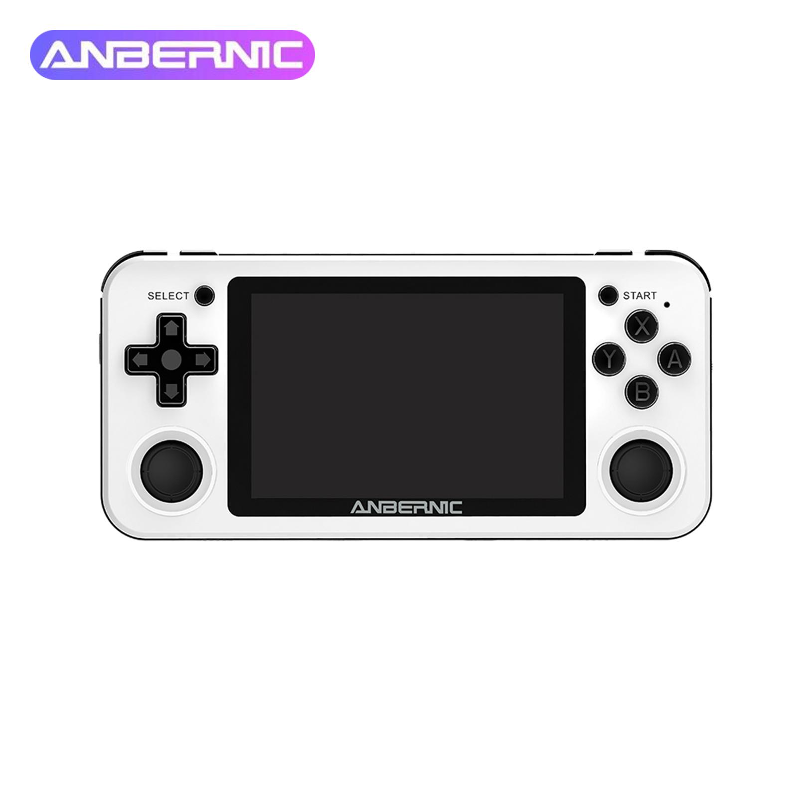ANBERNIC Handheld-Spielekonsole, tragbare Spielekonsole mit 3,5-Zoll-IPS-Bildschirm, doppelter 3D-Wippe weiß