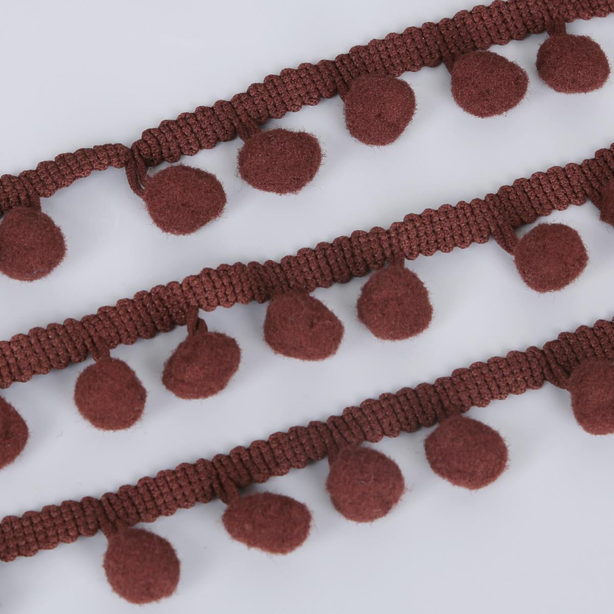 5 Yards Spitze Stoff Nähen Zubehör Pompom Trim Quaste Ball Fringe Band DIY Material Bekleidung 10mm dunkelbraune