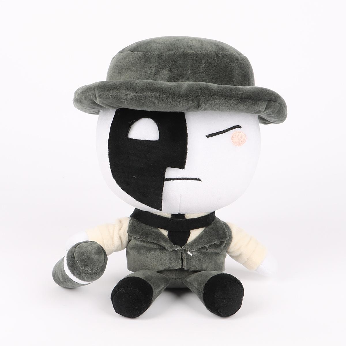 Künstlerisches Roblox Detektiv Stil Plüsch Spielzeug Stoffpuppe Spiel Zubehör Weiche Cartoon Figur Für Heimdekoration Spiel Fans Kinder Geschenk 22x10x25cm gray