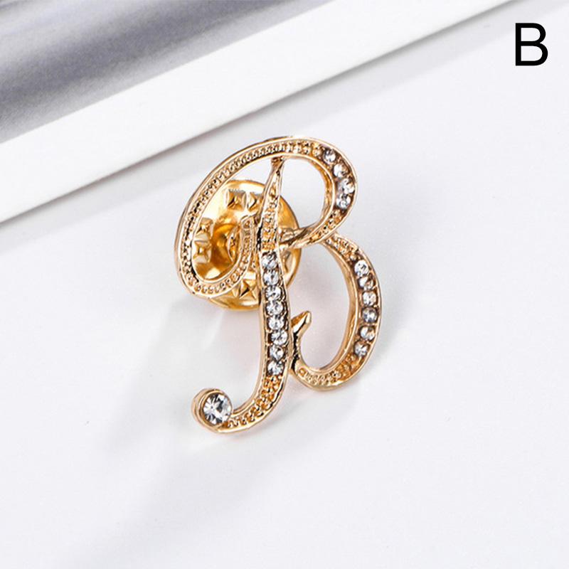 1PC Kristall Strass Brosche 26 Englisch Brief Broschen Frauen Hohe Qualität Schmuck Geschenke B