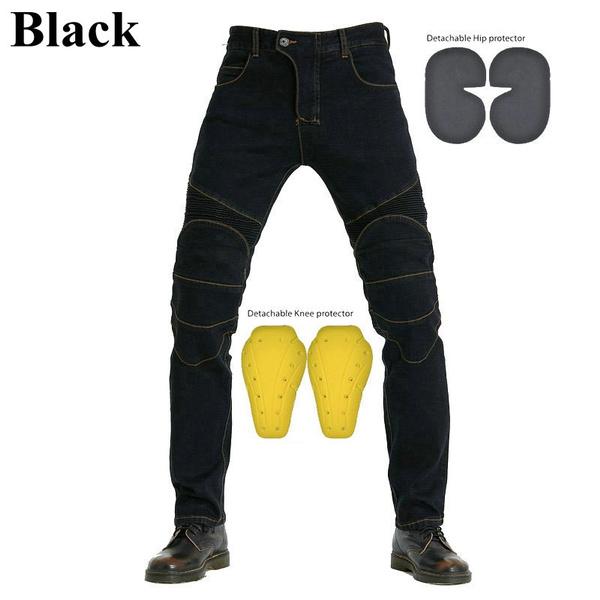Winddichte Motorrad-Rennjeans, Freizeithose, Herren, Motorrad, Motocross, Off-Road-Knieschutz, Moto-Jeans-Hose L schwarz