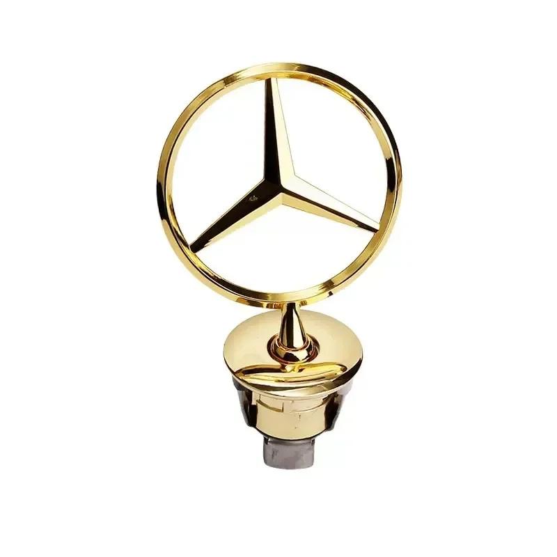 Autoaufkleber Für Mercedes Benz Stern Motorhaube - Emblem für Autohaube Vorne Chrom Logo Haubenmarkierung für Benz C E S Klasse W204 W205 W21 gold