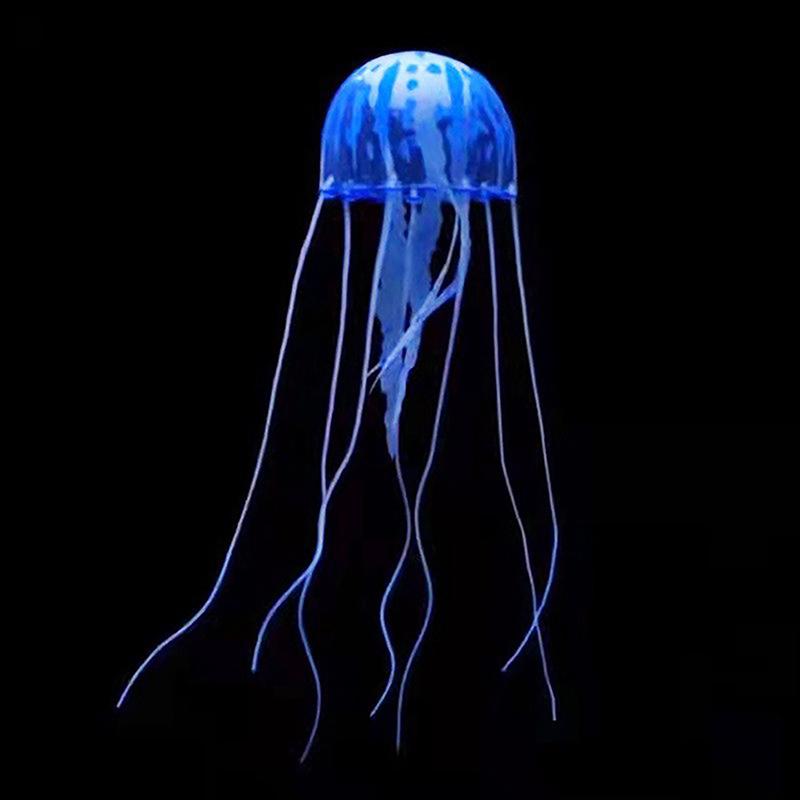 Bunte Künstliche Leuchtende Effekt Quallen Aquarium Dekoration Mini U-Boot Ornament Dekoration Aquatische Haustierbedarf blau