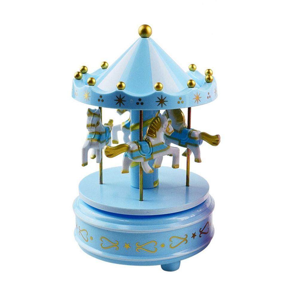 Kreative Fantasie Weihnachtsdekoration Karussell Spieluhr Einfach zu bedienendes Karussell Riesenrad Ornamente blau