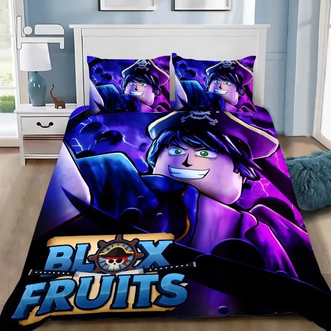 3D Spiel Bettwäscheset B-Blox F-Früchte Cartoon Bettbezugset Weich Hautfreundlich Einzel Doppel King Size Für Kinder Heimtextilien Au Queen 210x210cm