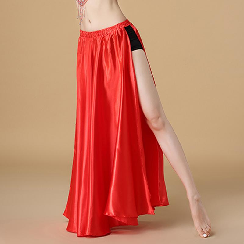 Performance Bauchtanzkostüm Saint-Rock 2-seitig geschlitzter Rock Sexy Damen Orientalischer Bauchtanzrock Damentanz Rock mit offenem Saum One size rot