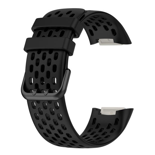 Atmungsaktives Gummiarmband für Fitbit Charge 5 correa Sport Ersatz-Silikonarmband für Fitbit Charge6 Uhrenarmband Fitbit Charge 5 schwarz