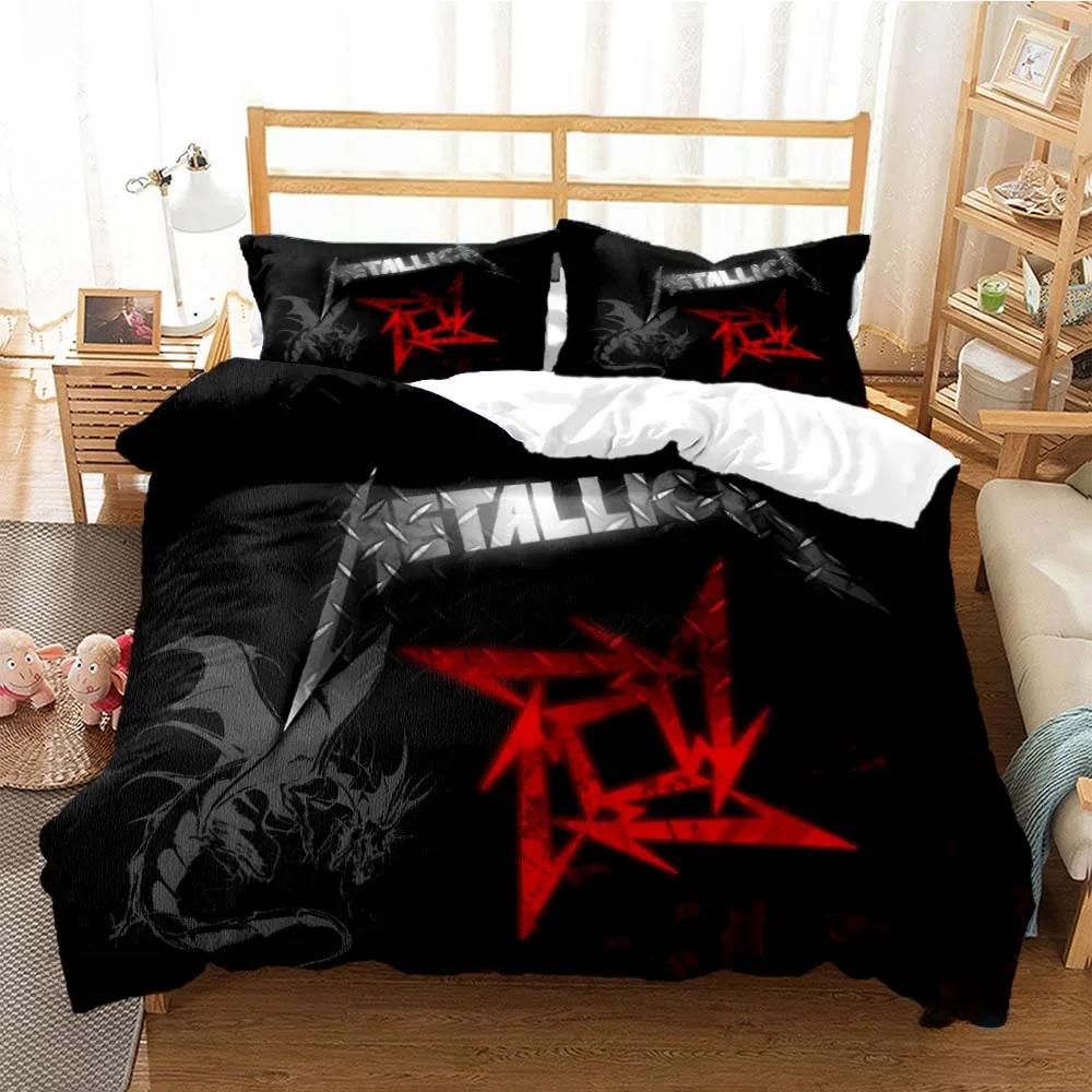 Bettwäscheset für Metal-Musikband M-Metallica, Einzelbett, Doppelbett, Queensize-Bett, Kingsize-Bett, Bettbezug-Set für Erwachsene und Kinder, Heimtextilien US Queen 228x228cm
