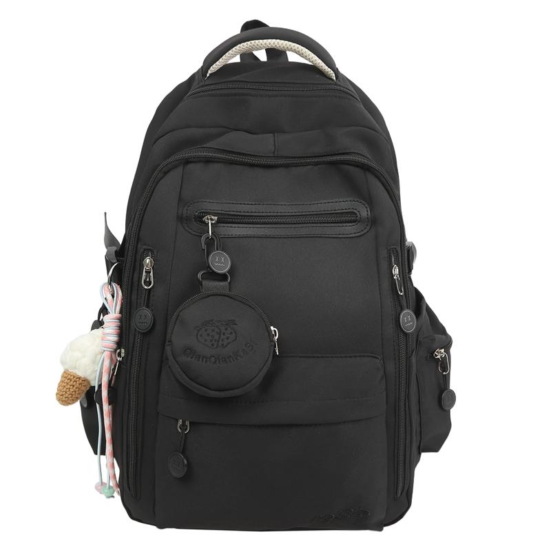 Junior Schultasche Damen Rucksack mit großer Kapazität Studentenrucksack Computertasche schwarz