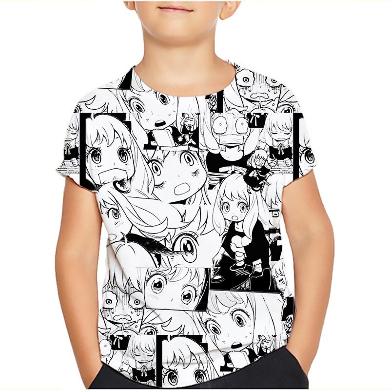 Spy x Familie T-Shirt Cartoon T-Shirts für Jungen Mädchen Lustiges T-Shirt Kinderkleidung Grafik T-Shirts Kinderkleidung 160 amerikanische rosa