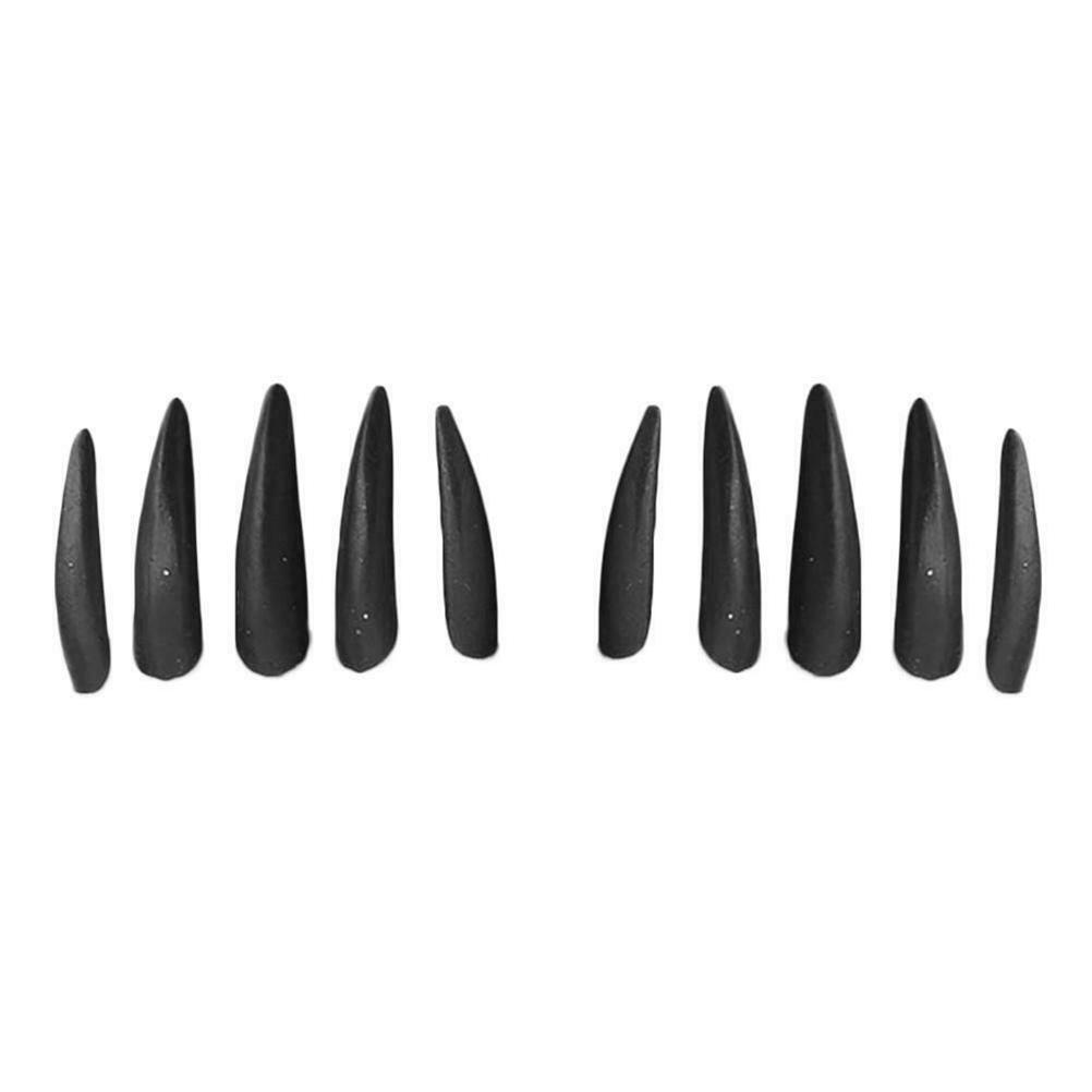 10 Stück Halloween Hexe Falsche Nagelspitzen Zombie Cosplay Vollständige Abdeckung Stiletto Nägel Künstliche Nägel schwarz