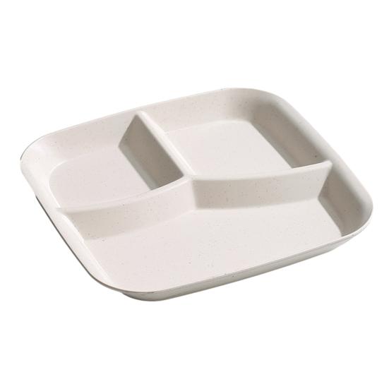 Rechteckiger Speiseteller mit 3 Fächern, lebensmittelechtes PP, spülmaschinenfest, für Erwachsene und Kinder, Frühstück, Snack, Gemüse, Mahlzeiten, Servierteller, Küchenzubehör beige