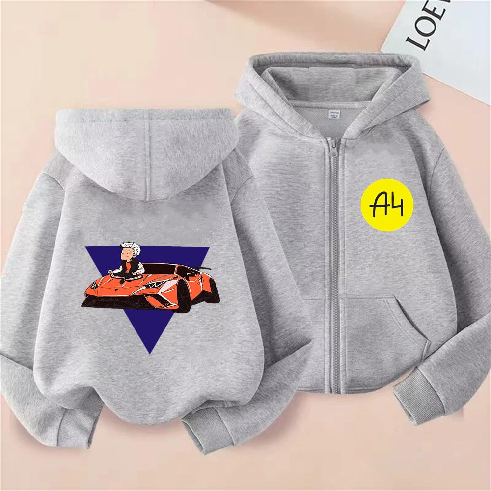 Merch A4 Kinder Kapuzenpullover Rosa Sweatshirt Kinderkleidung Geeignetes Alter 3-12 Jungen Mädchen Herbst Winter Jacke Vlad A4 Anime 110 gray