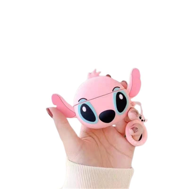 Süße Cartoon Stitch Airpods Pro2 Hülle Weiche Silikon Schutzhülle Für Apple Bluetooth Kopfhörer Entzückende Schale Für Frauen rosa