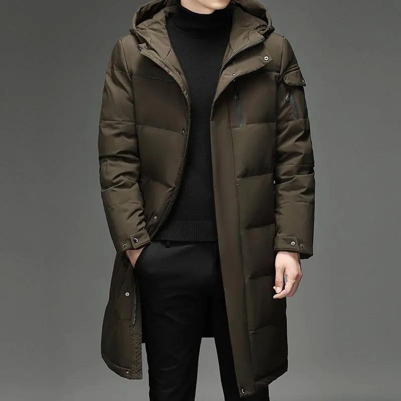 Herrenmode Daunenjacken mit Kapuze Herren Winter Dicke warme wasserdichte Parka Mantel Daunenjacken Langer Parka 5XL XXXXXL kaffeebraun
