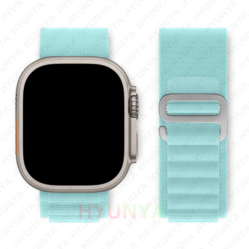 Alpines Armband für Apple Watch Armband Serie 10 9 8 7 SE Ultra 2 41mm 42mm 45mm 46mm 49mm 40mm 44mm IWatch Correa Armband 42-44-45-46-49mm hellblaue