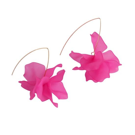 1 Paar Blütenblatt Anhänger Tropfen Ohrringe Lange Stil Baumeln Ohrringe Frauen Piercing Haken Ohrringe Schmuck Geschenk rose rot