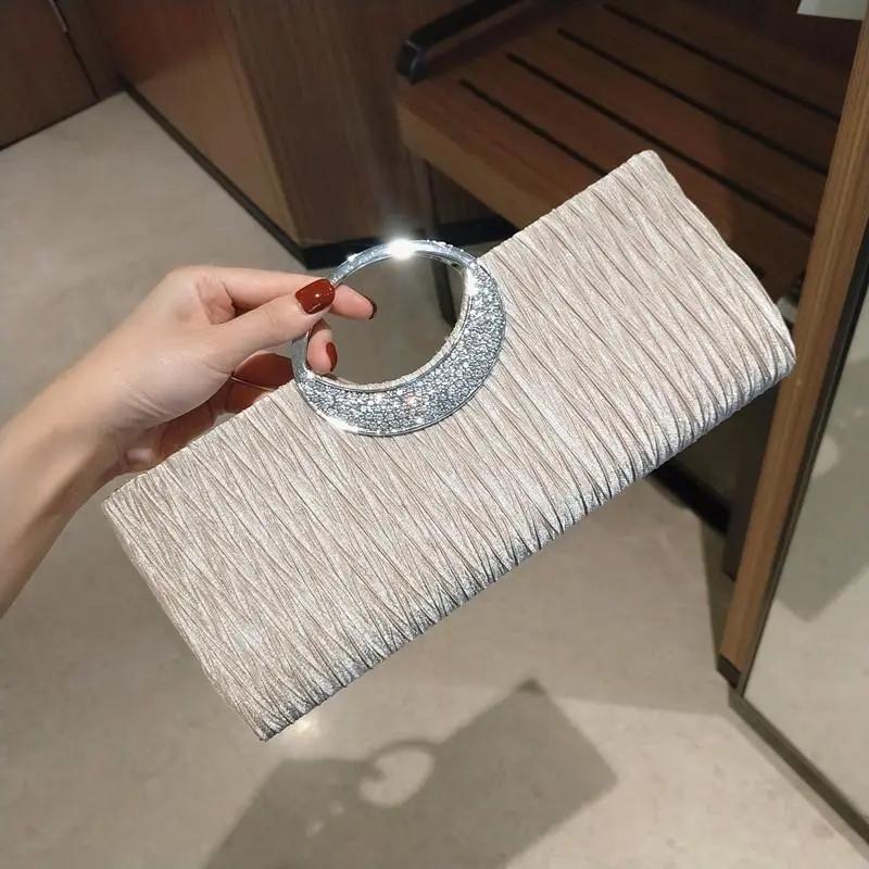 Abendessen Tasche Damen Armband Abendessen Handtasche Damen Tasche Prinzessin Tasche Party Damen Clutch Tasche Falten beige