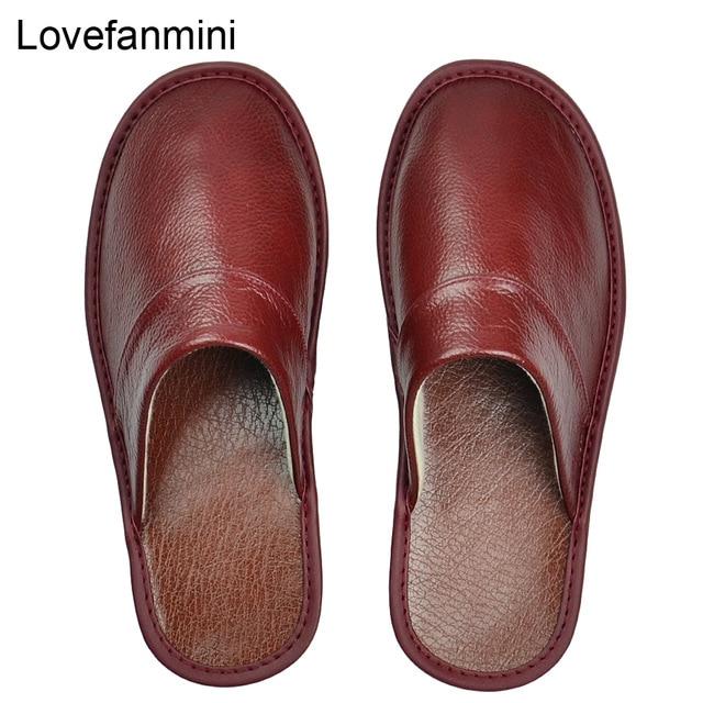Kuh Leder Hausschuhe Männer Große Größen Leinen Hause Männliche Innen Haus für männer Hausschuhe Frauen Mann Slipper Luxus Weiche flache Schuhe 40-41 rot