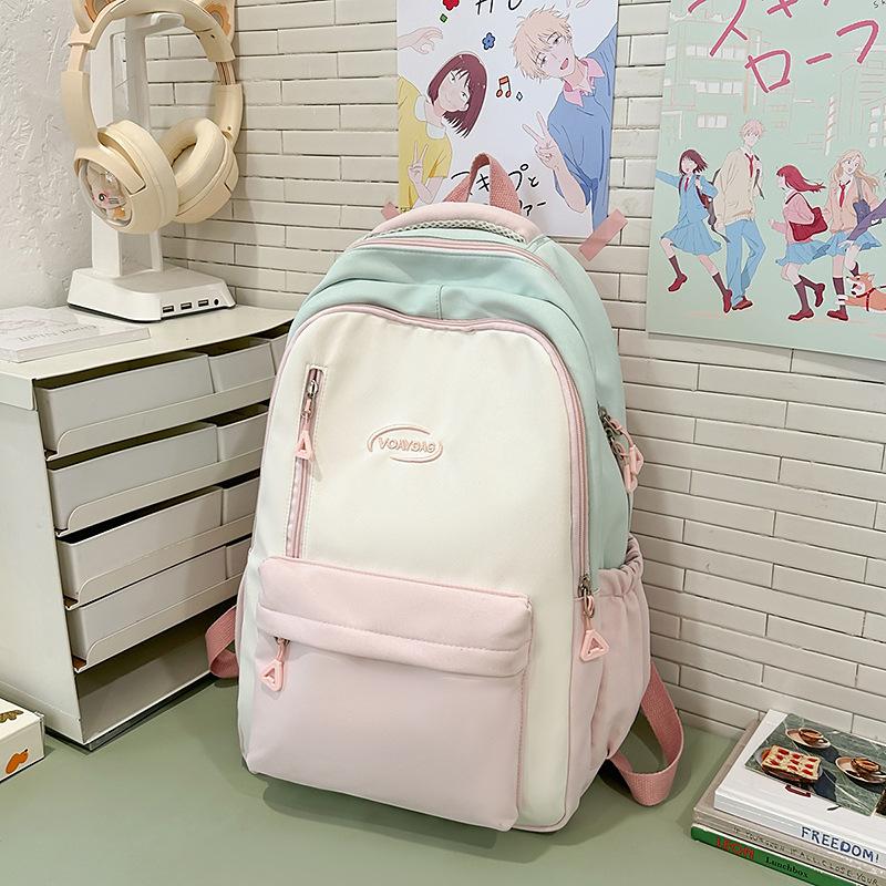 Neuer trendiger Damen-College-Rucksack mit Kontrastfarben Großer Damen-Rucksack und Rucksack . white